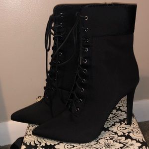 Fashion Nova lace up heeled boots